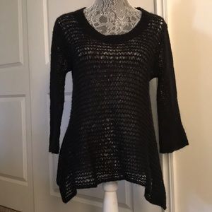 Wooden Ships Black Open Knit Sweater